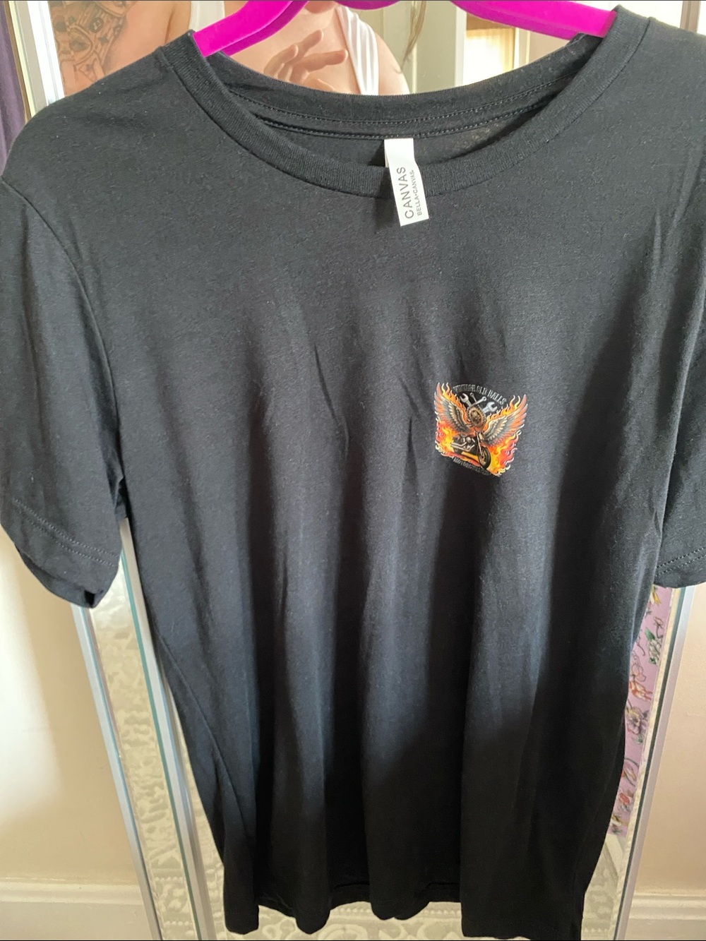Bella Canvas Black Short-Sleeve Crew Neck T-Shirt with Flame Emblem